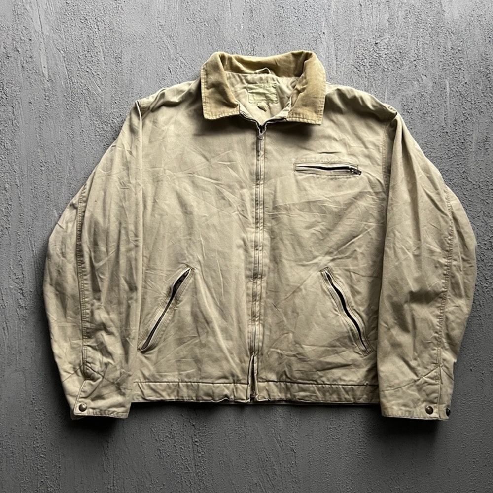 Vintage American Eagle Jacket XL Beige 2000s Corduroy Collar Workwear Harrington
